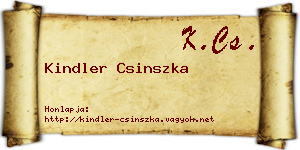 Kindler Csinszka névjegykártya
